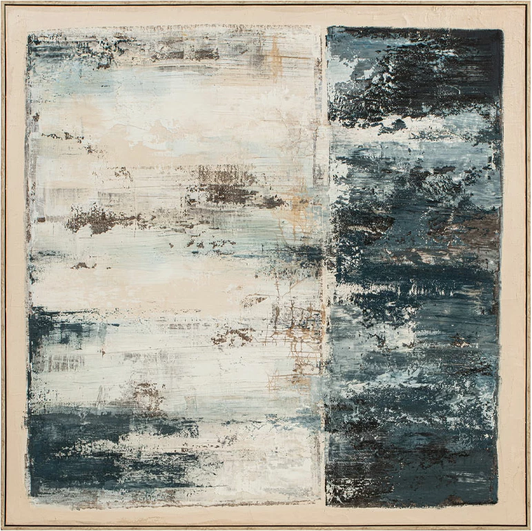 Pikturë dekorative BLACK SEA me kornizë, kanavacë, ngjyrë bezhë, e zezë, natyrale, 80x80x3.8cm