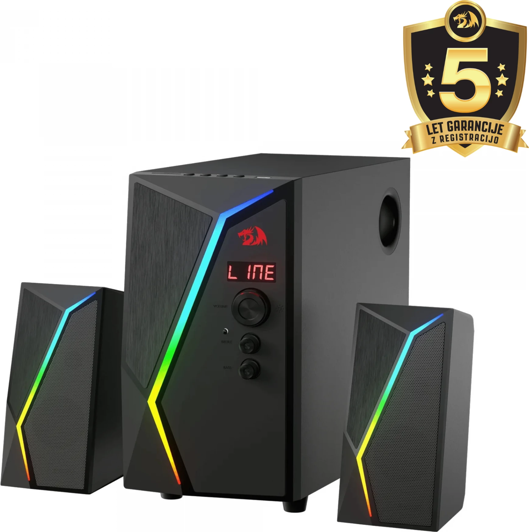 Sistem altoparlantësh 2.1 Redragon Anvil Pro GS520-PRO 25W me Bluetooth, RGB, telekomandë, i zi