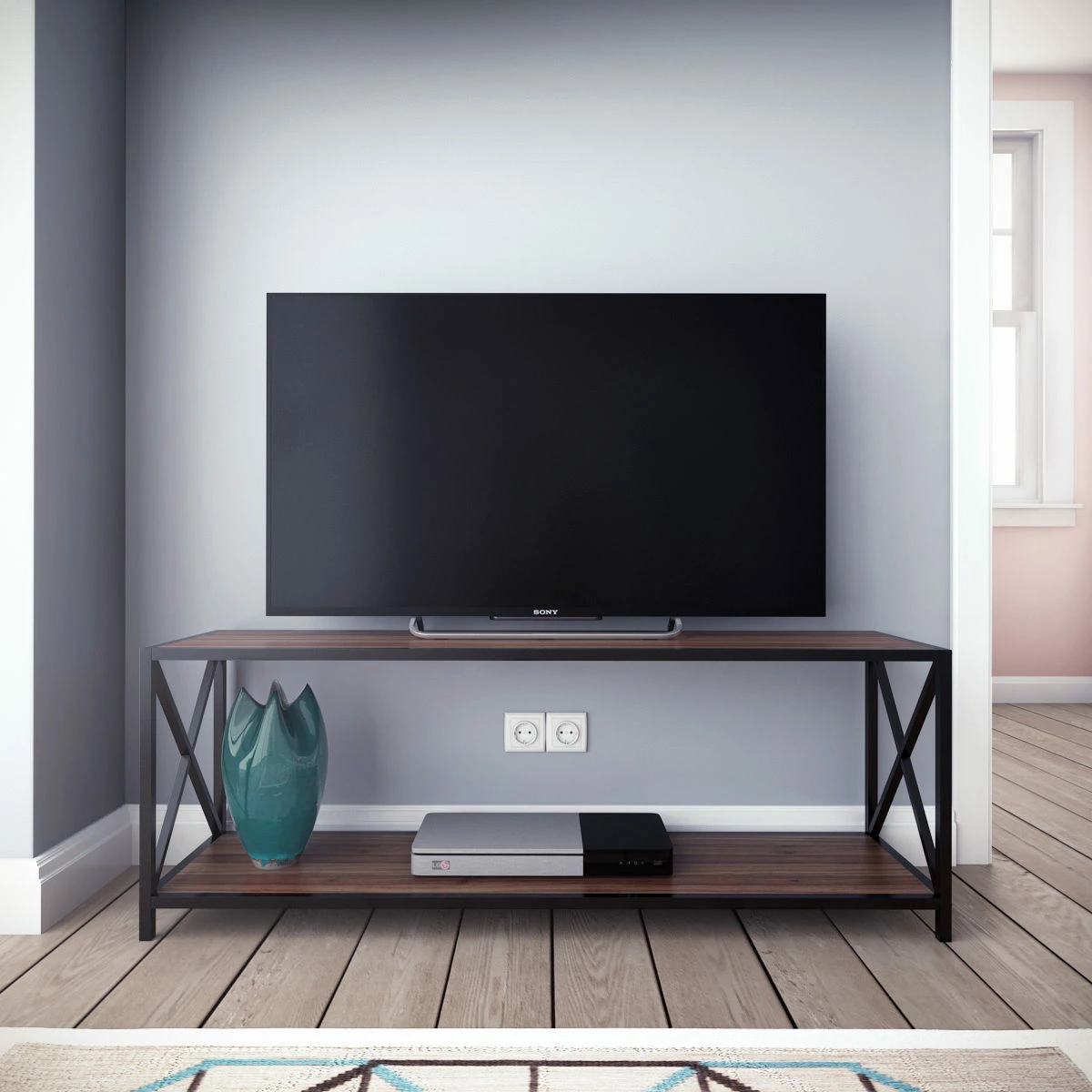Komodë për TV Skye Decor, ngjyrë arre, e zezë