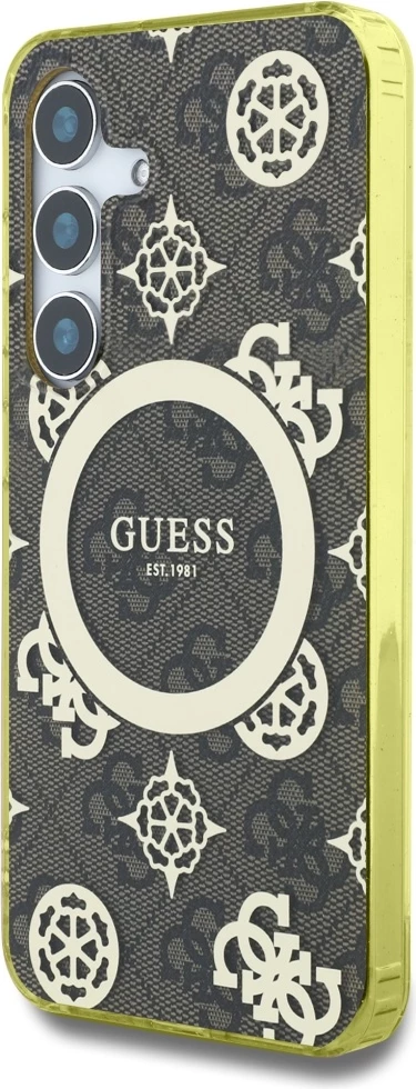 Mbështjellës Guess për Samsung Galaxy S25, MagSafe, Peony Pattern, Kafe