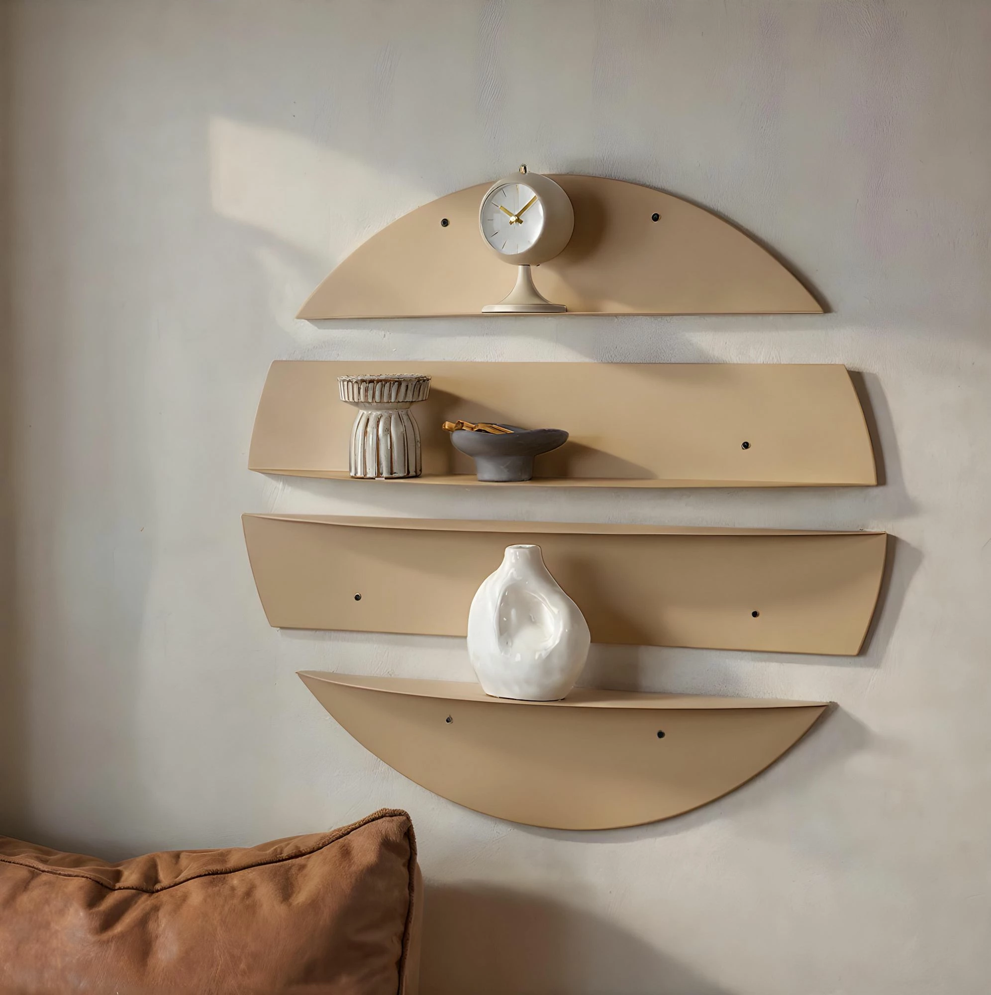 Raft dekorativ metalik për mur, ngjyrë taupe, Skye Decor, Vlnt118Cp