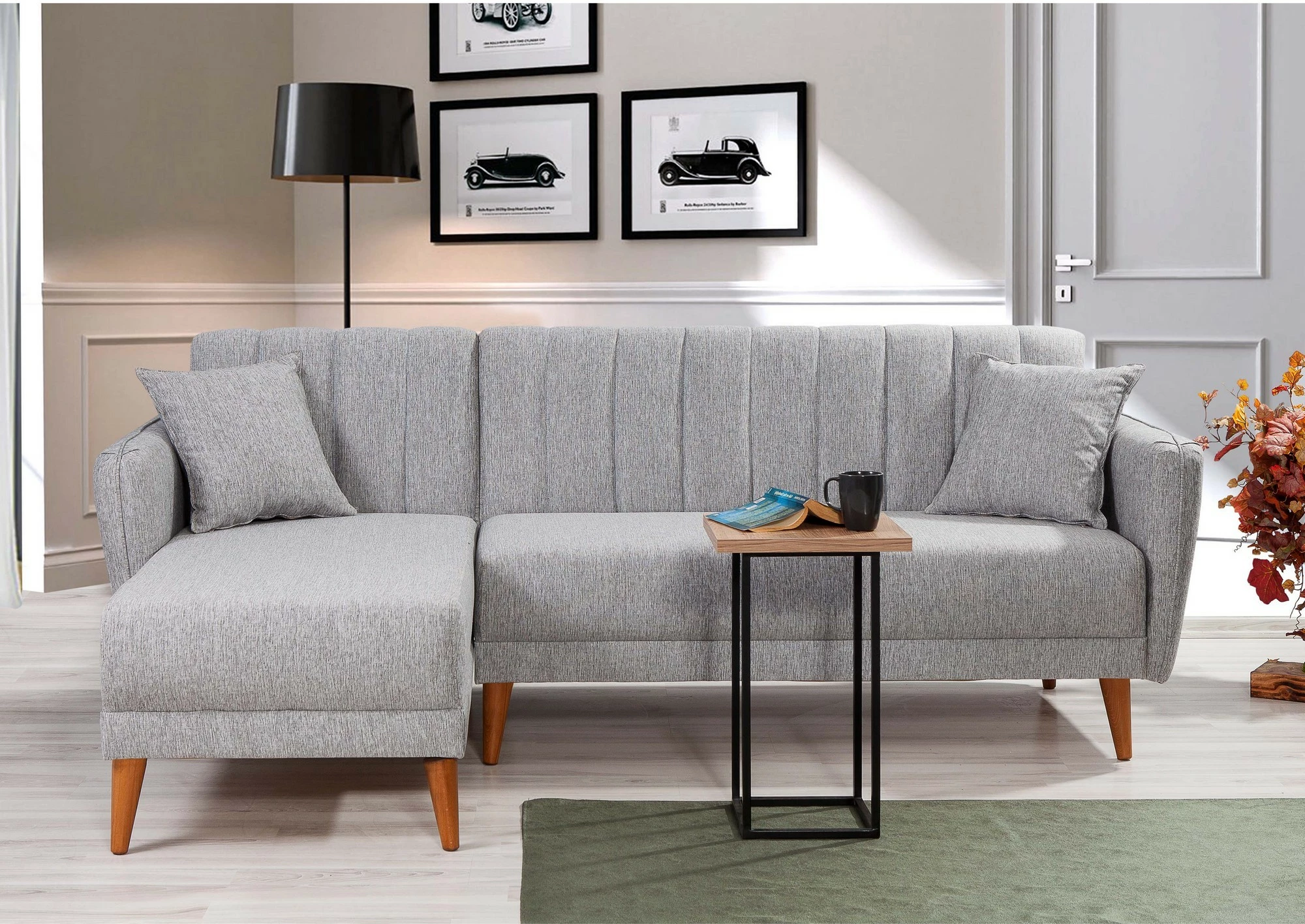 Kënd-sofë krevati Atelier del Sofa, kënd majtas, ngjyrë gri