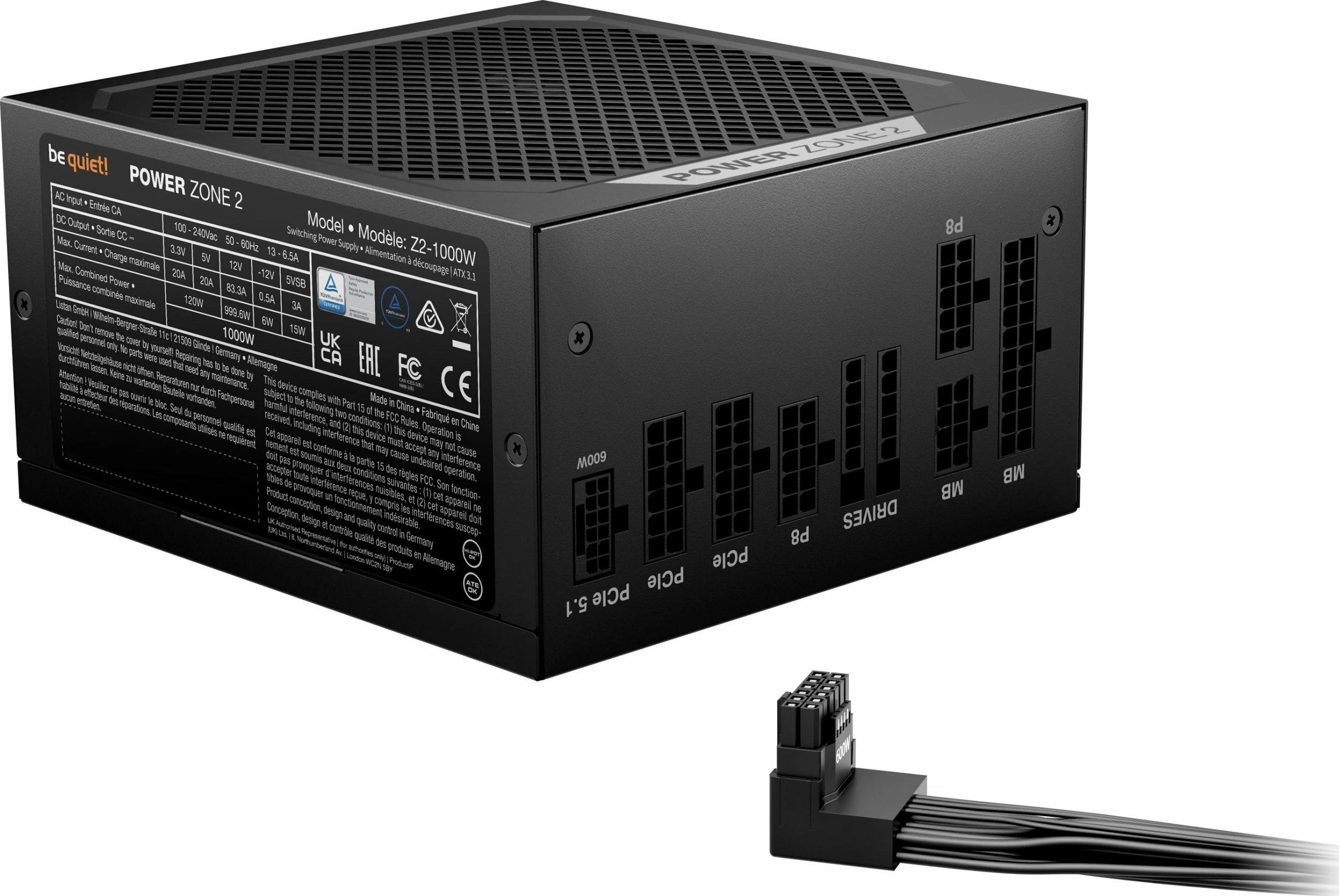 Furnizues rryme be quiet! Power Zone 2 BP008EU 1000W 80 Plus Platinum ATX 3.1 modular, zi