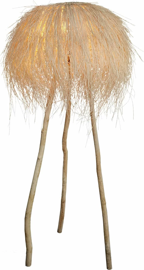 Llambë dyshemeje Manila, ratan dhe dru natyral, 70x70x135cm