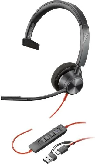 Kufje me mikrofon HP Poly Blackwire 3310 (8X216AA), kabllo 2-7 m, e zezë