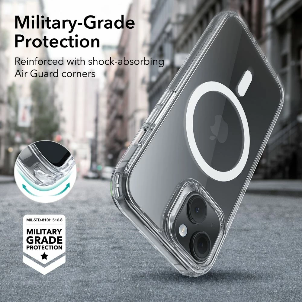 Mbështjellës ESR Classic Hybrid HaloLock me MagSafe për iPhone 15, Transparent