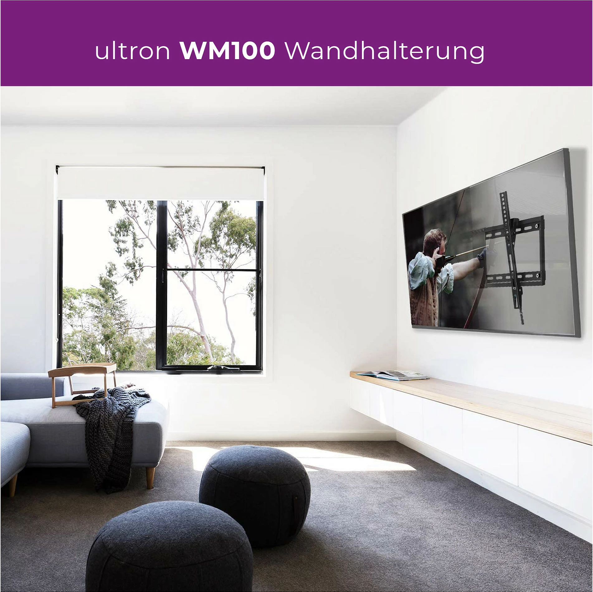 Mbajtëse muri për TV Ultron WM100, 23-56", VESA 75x75-400x400, 0-15°, e zezë
