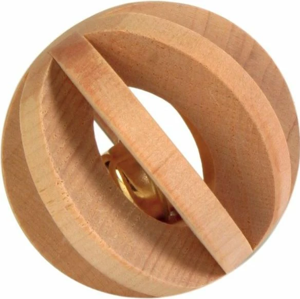 Top lodër për mace Trixie TX-6187, prej druri me zile, ngjyrë natyrale druri