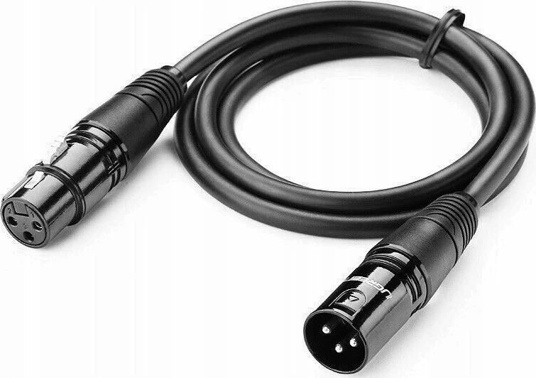 Kabllo audio XLR Ugreen AV130 20710B 2 m, 3-pin femër-në-mashkull, me prizë këndore, e zezë