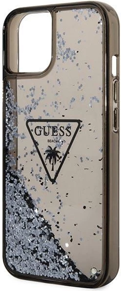 Mbështjellës Guess GUHCP14SLFCTPK për iPhone 14 6.1", Liquid Glitter Palm, i zi