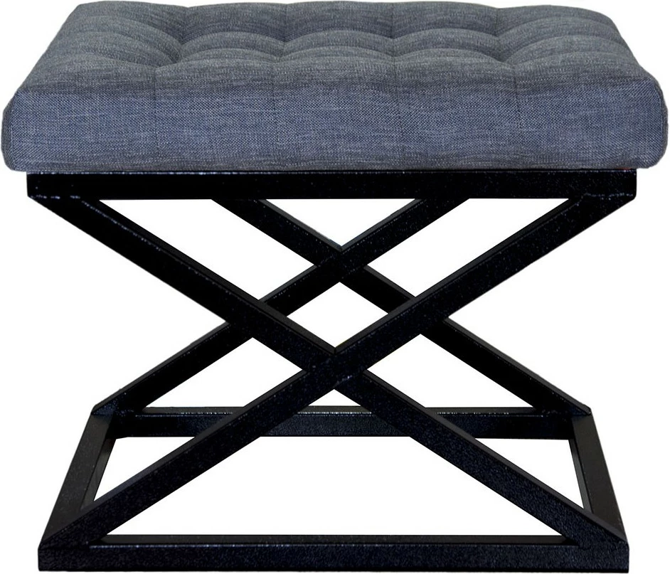 Puf Atelier del Sofa, këmbëza kryq, ngjyrë e zezë, blu