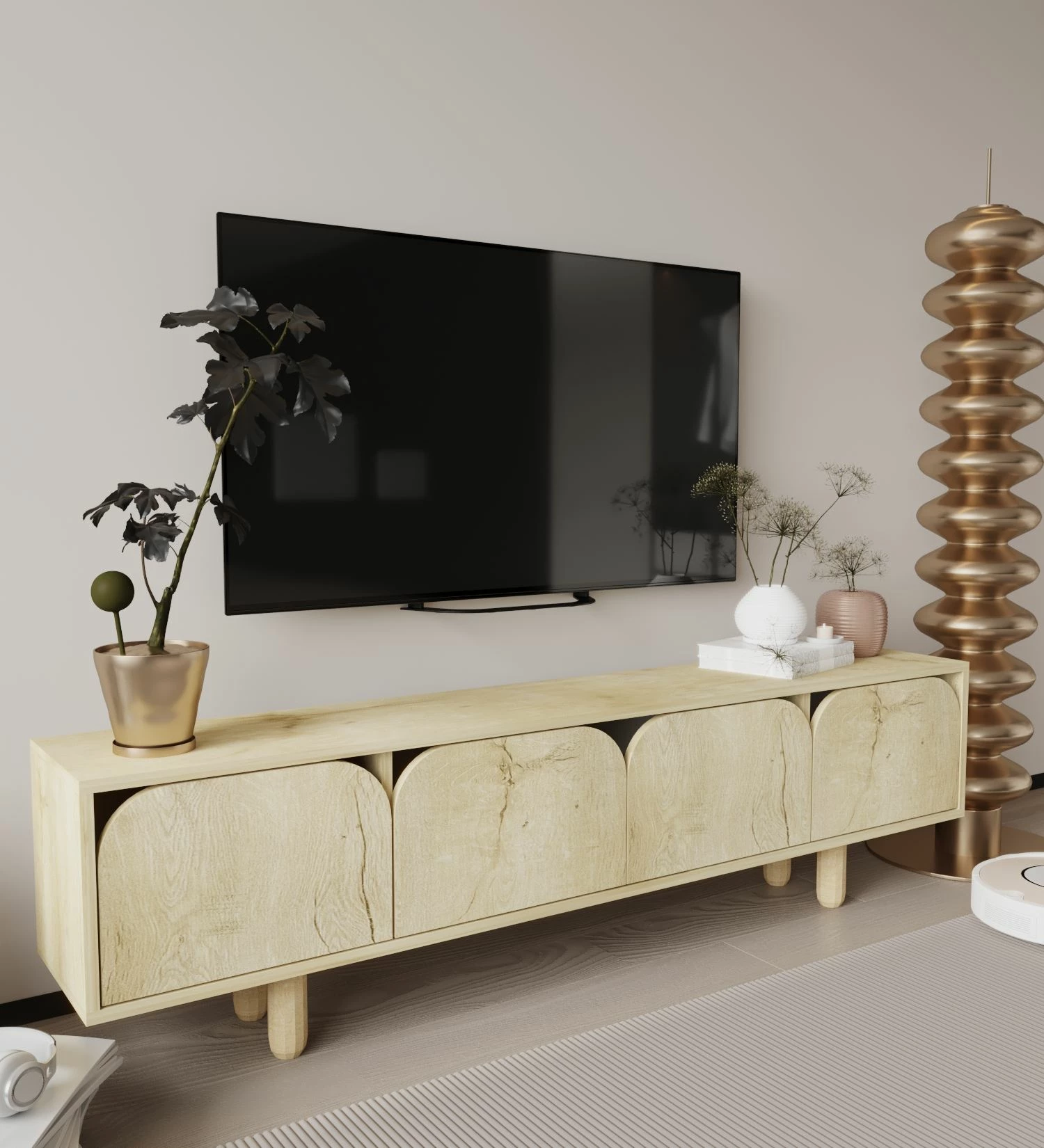 Komodë TV Skye Decor, ngjyrë lisi Sapphire Oak, Lazio