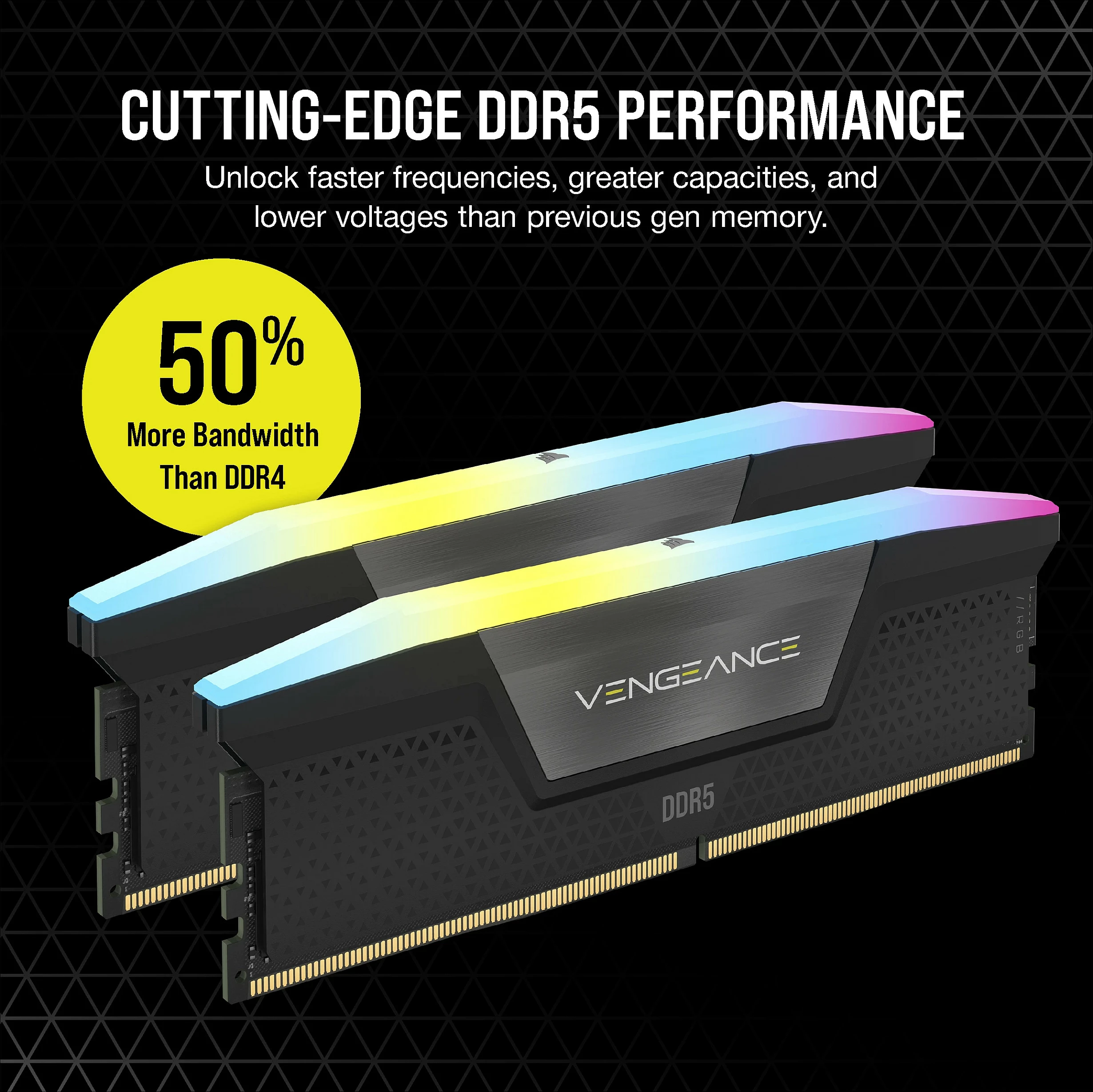 RAM Memorje Corsair Vengeance RGB CMH32GX5M2B6000C38, 32GB (2x16GB) DDR5 6000MHz, RGB Multicolor