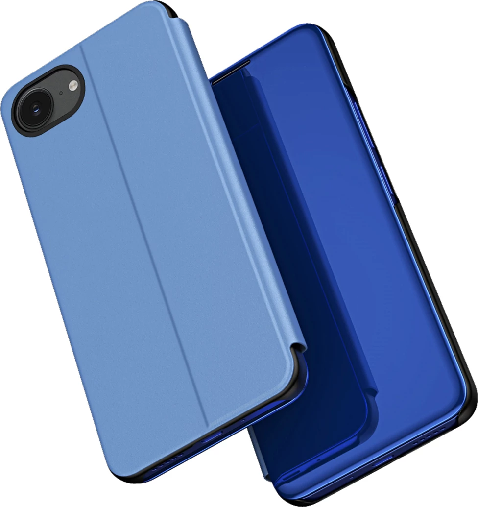 Mbështjellës Hurtel Clear View Case për iPhone 16e, me kapak, Blu