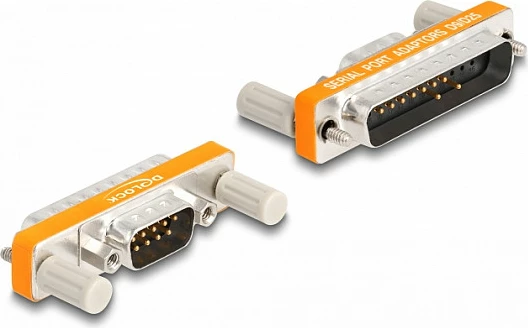 Adapter DeLOCK D-Sub 9-pin male në D-Sub 25-pin male, gold plated, portokalli/argjendtë