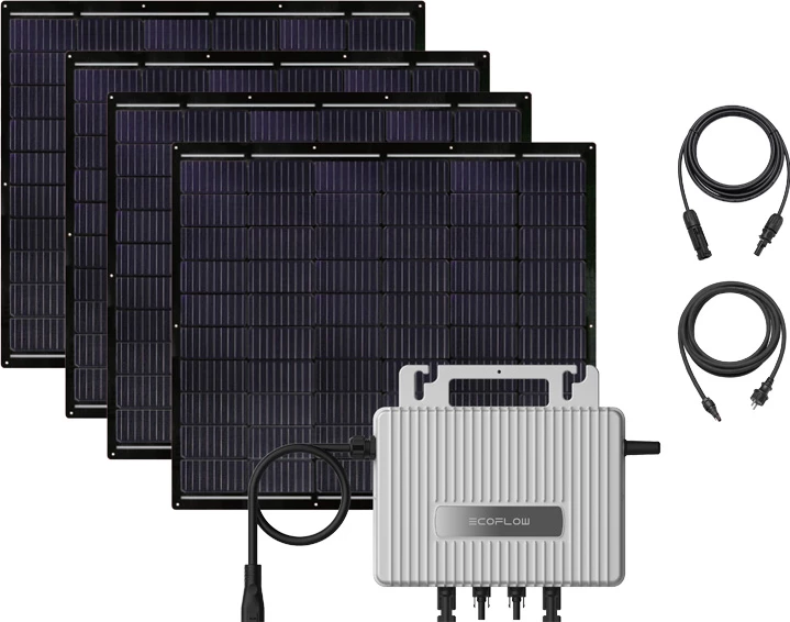 Sistem solar ballkoni, EcoFlow, STREAM Easy Flex (STREAMS2F800), 800W, mikroinverter 2x MPPT, 4x panel fotovoltaik 200W fleksibil, Wi‑Fi/Bluetooth, set