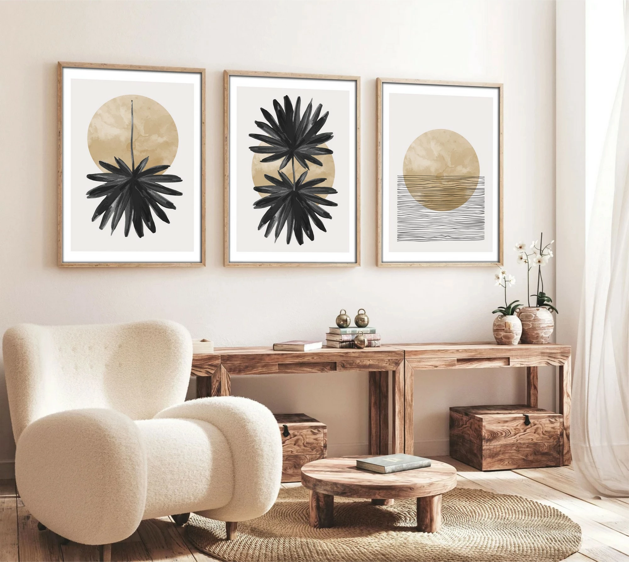 Pikturë dekorative me kornizë MDF (3 copë), Wallity, Huhu210, 30x40cm