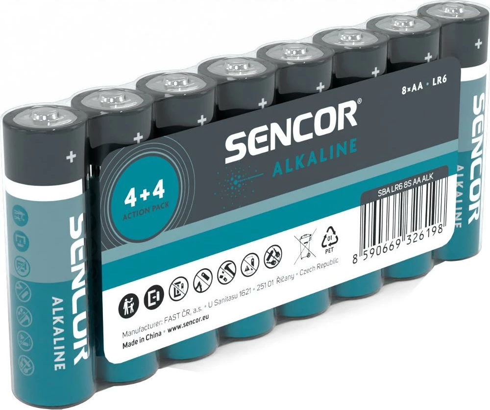 Bateri Sencor SBA LR6 8S AA Alk, 8 copë