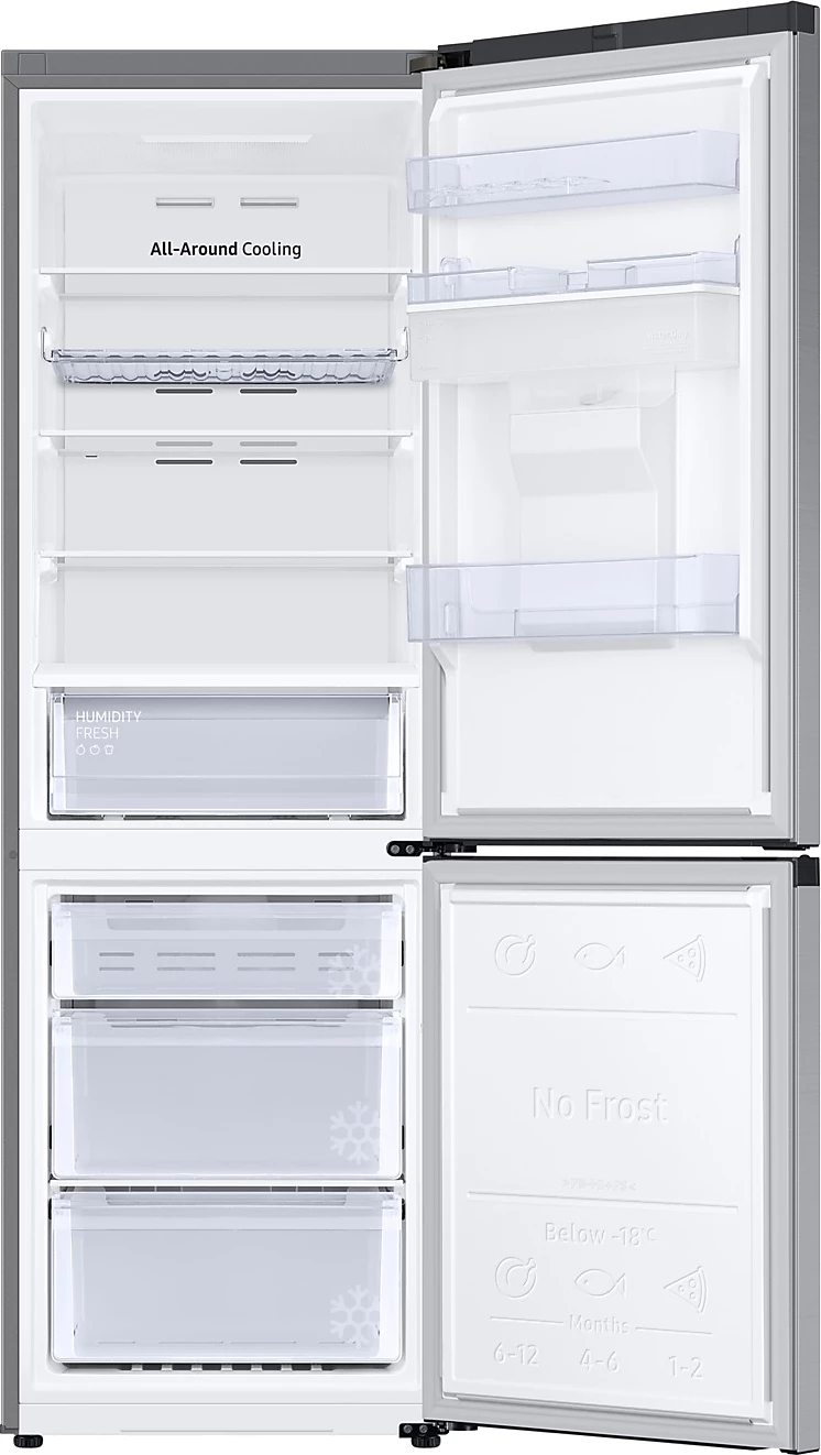 Frigorifer kombinë Samsung RB34C652ESA/EK 385L SpaceMax, ftohje e njëtrajtshme, shpërndarës uji, Metal Graphite