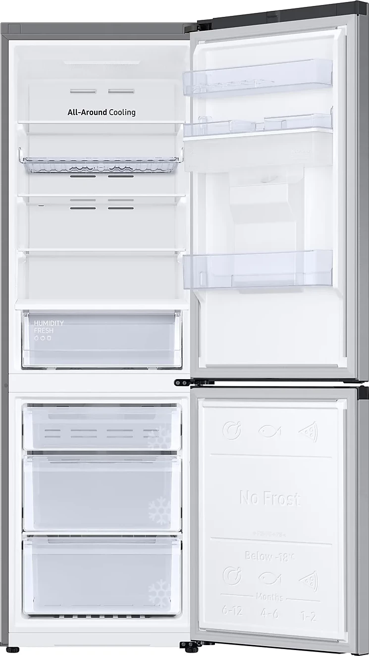 Frigorifer kombinë Samsung RB34C652ESA/EK 385L SpaceMax, ftohje e njëtrajtshme, shpërndarës uji, Metal Graphite