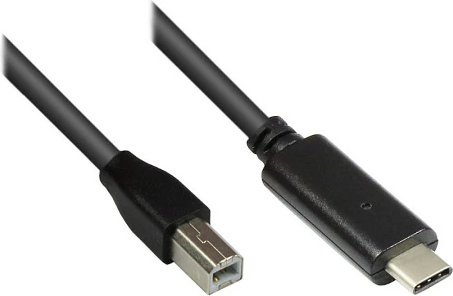 Kabllo USB 2.0 GoodConnections USB-C në USB-B, 1m, e zezë
