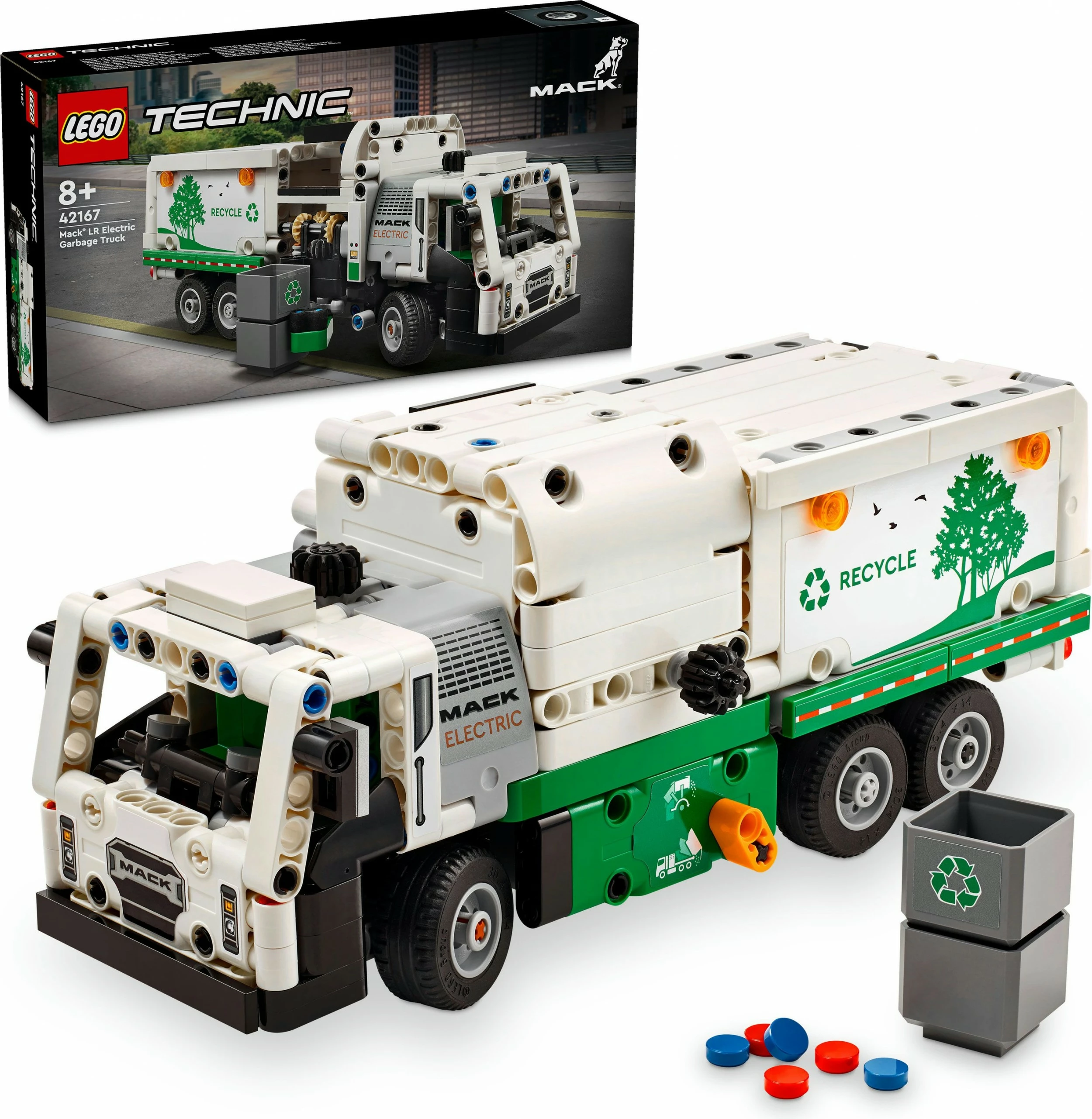 Set ndërtimi LEGO Technic Mack LR Electric Garbage Truck 503 pjesë shumëngjyrëshe