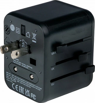 Adapter universal udhëtimi Verbatim UTA-02, 1x USB-A, 1x USB-C, 2500W, i zi