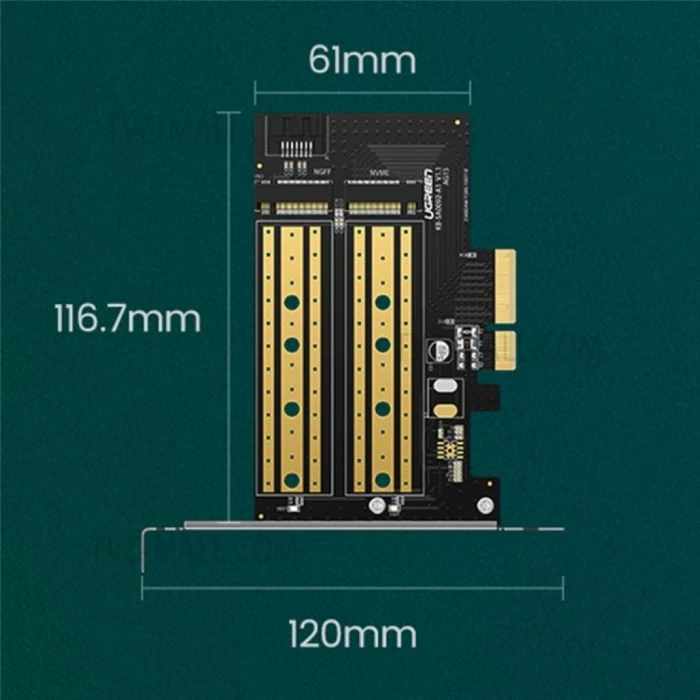 Kartë zgjerimi PCIe për M.2 SSD, UGREEN 70504, PCIe 3.0 x4, NVMe/SATA, 2230-2280, set me aksesorë