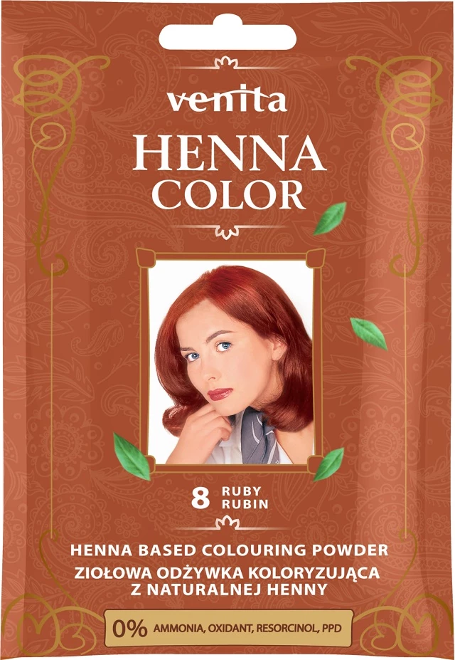 Ngjyrë për flokë Venita Herbal Henna Color Conditioning Dye për femra 8 Rubin 30g