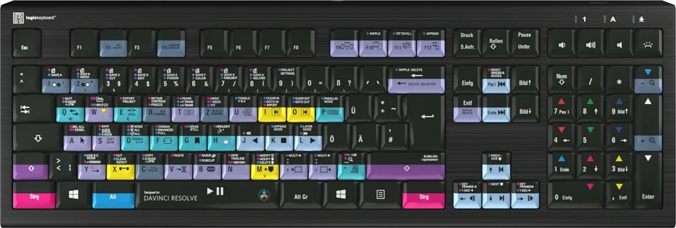 Tastierë LogicKeyboard Astra 2 DE për DaVinci Resolve, PC, e zezë