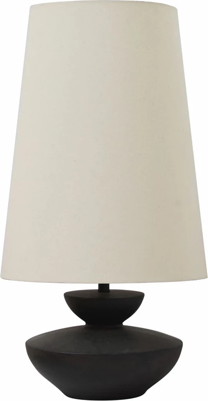 Llambë tavoline Omondi, rrëshirë e zezë, liri bezhë, 27x27x66cm