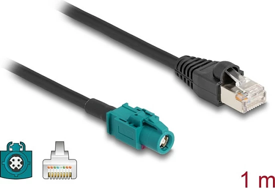 Kabllo DeLOCK 90697 HSD Z në RJ-45, 1 m, zi/kaltër