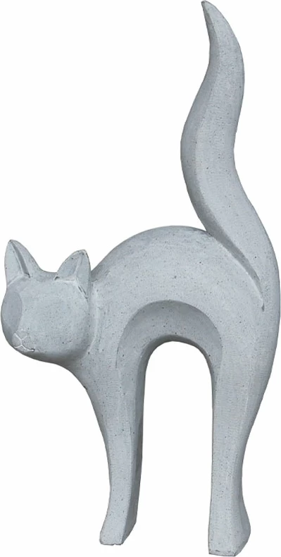 Statujë dekorative mace, gur sintetik, ngjyrë gri, 31x15x62cm