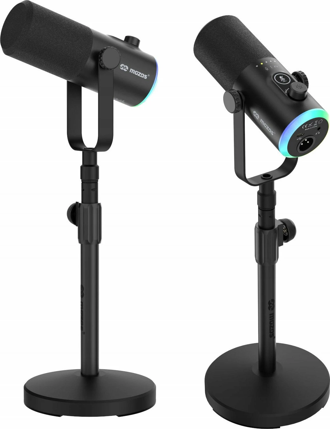Mikrofon dinamik Mozos GM-ONE, USB-C/XLR, kardioid, me stativ, i zi