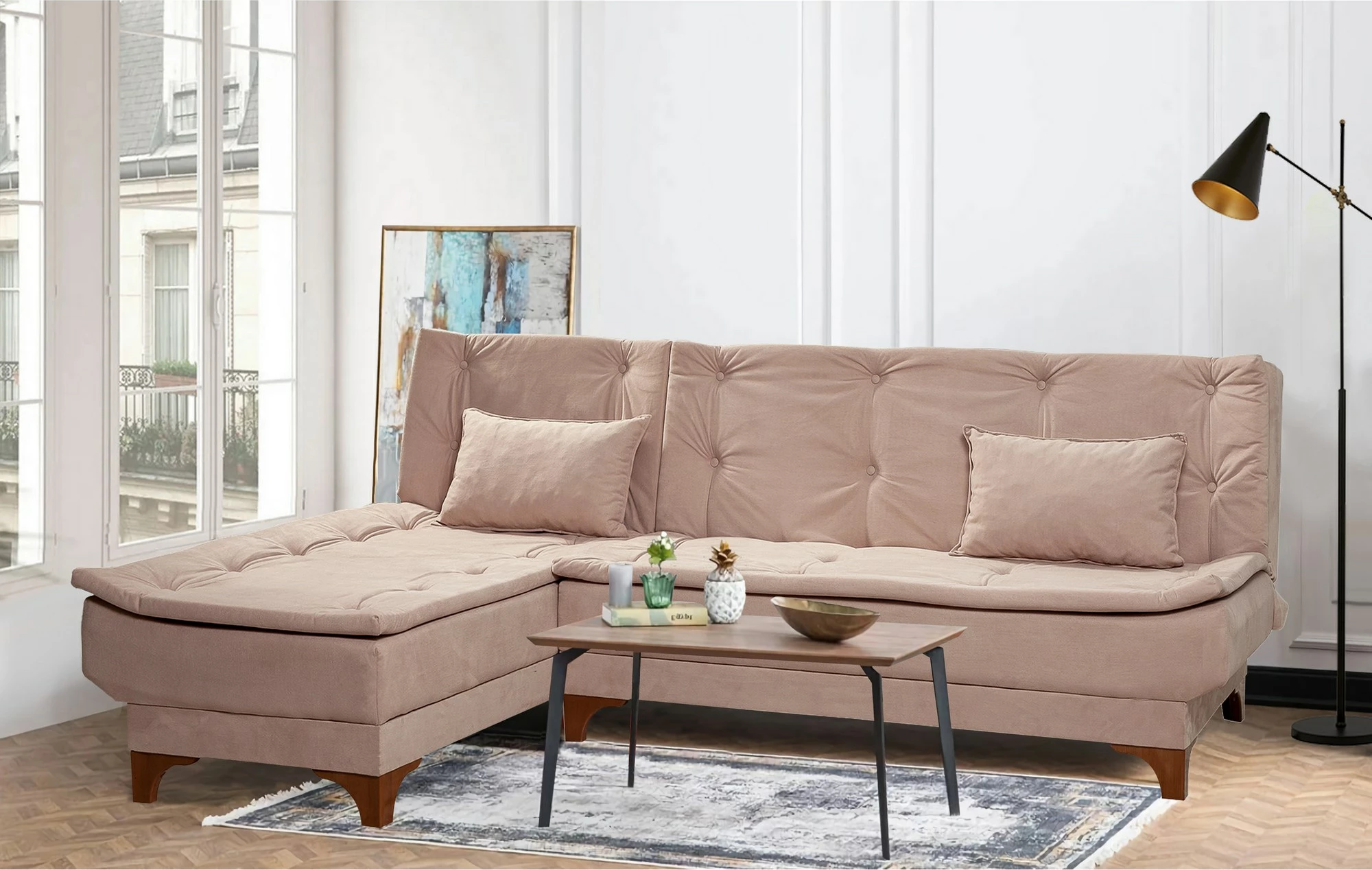 Kënd-sofë shtrat Atelier del Sofa, kënd majtas, ngjyrë Rock
