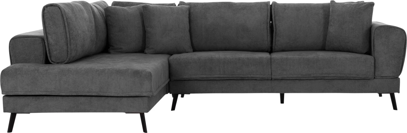 Kënd-sofëbëd majtas Zenora, material tekstili gri e errët, FH3337.01L, 303x214x80cm