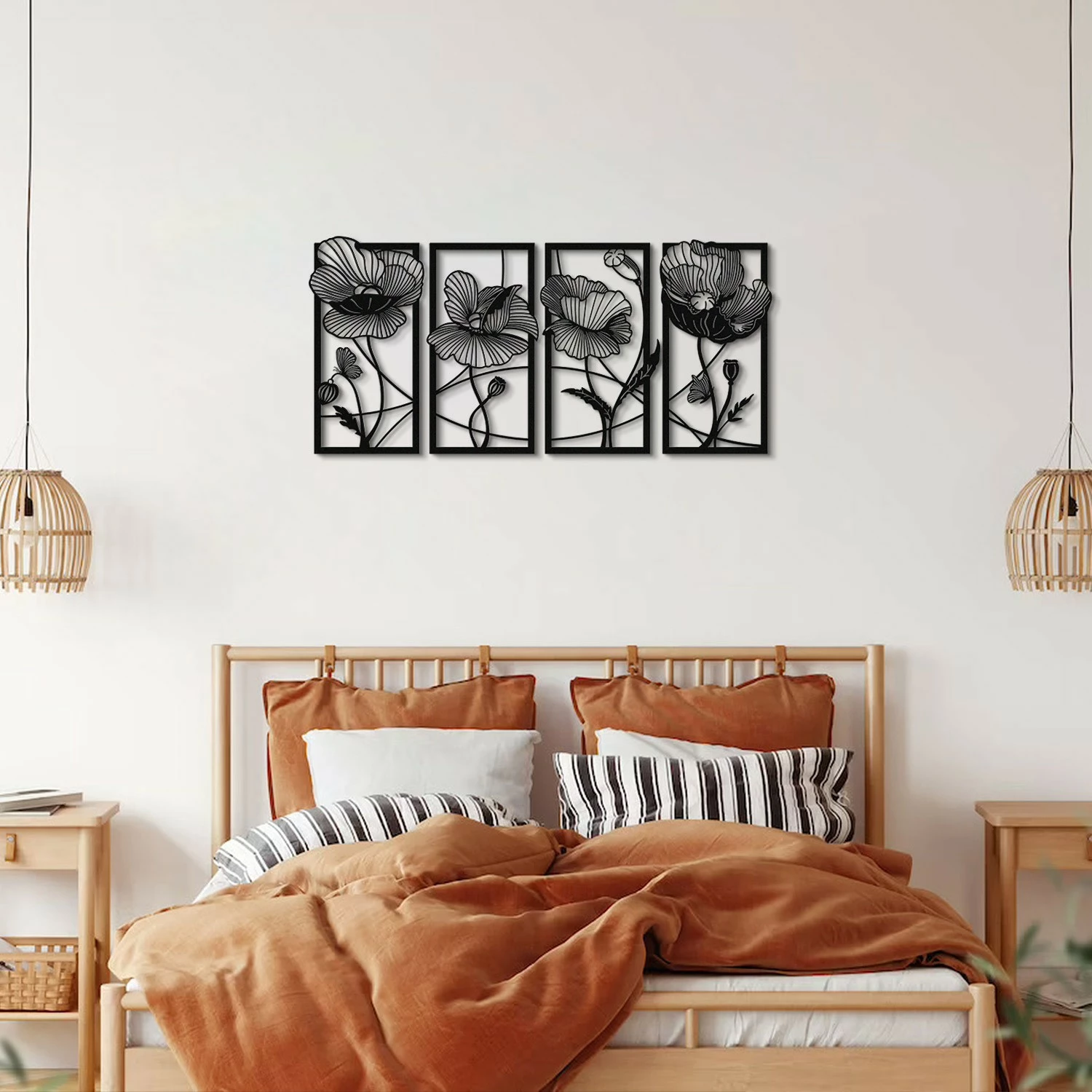 Aksesor dekorativ metalik për mur, lule, Wallity, APT573MS, 95x46cm