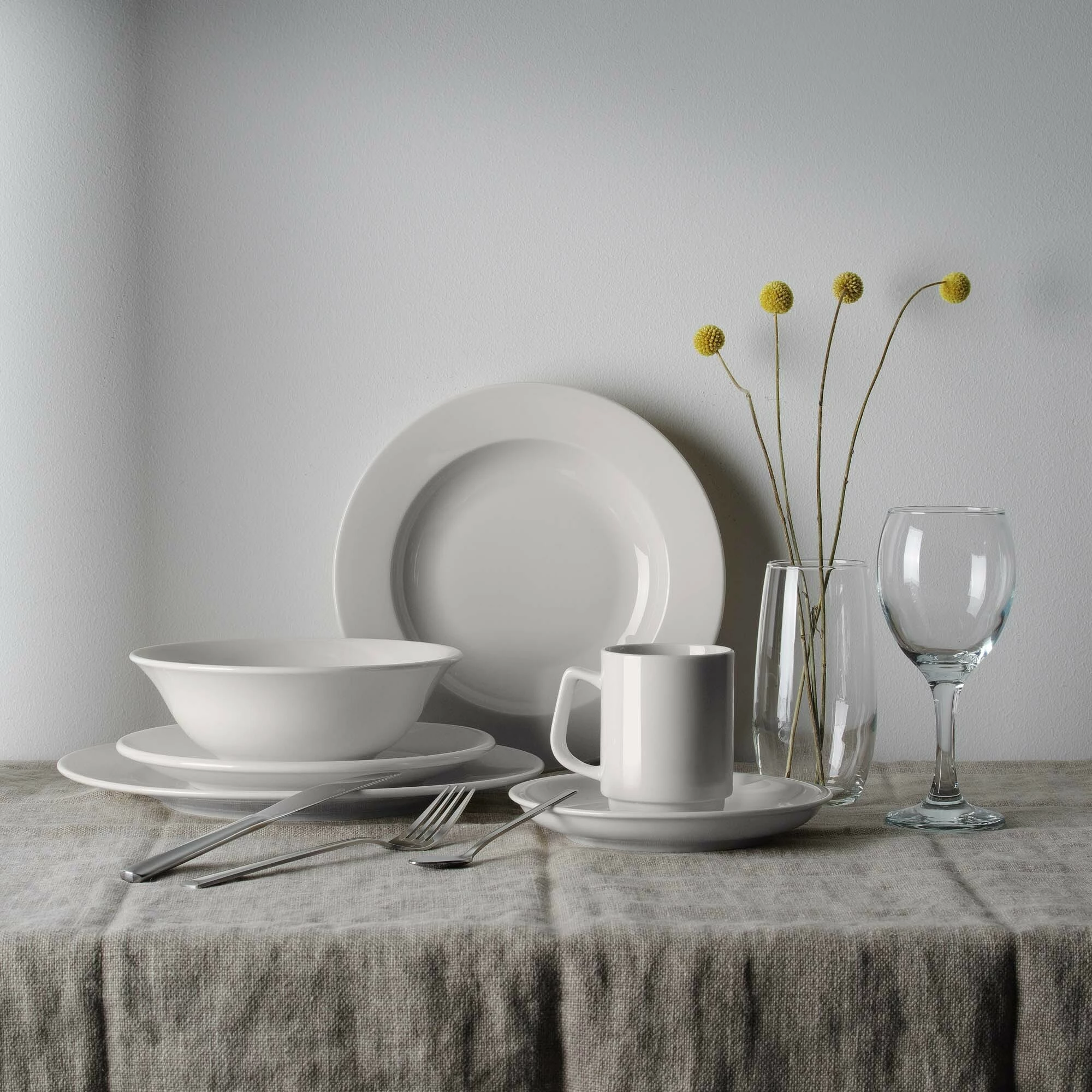 Pjatë e sheshtë pa buzë Fine Dine Crema 250 mm krem, set 6 copë