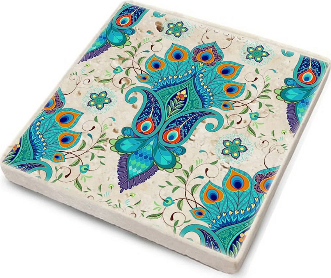 Set nënshtruesish për gota, gur natyral, shumëngjyrësh, Hermia, TAB3415800564, 4 copë