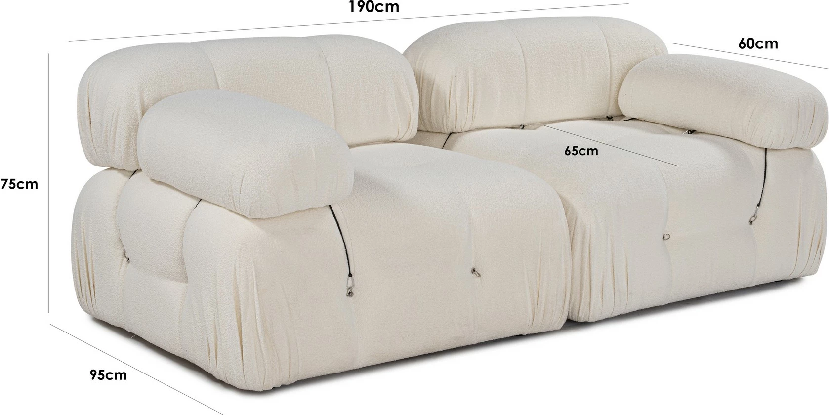 Divan dy ulëshe Atelier del Sofa, Bubble 2 Seater (L1-1R), krem
