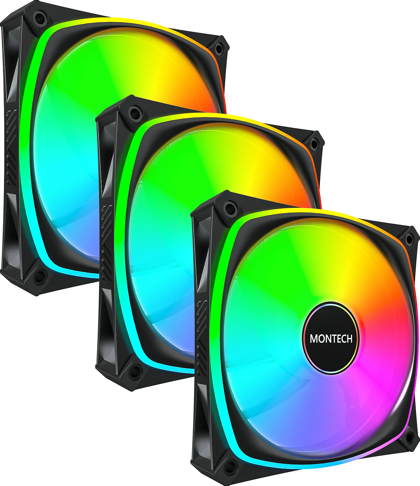 Ventilatorë për kasë Montech RX120 Pro, 120mm, 3-në-1, RGB, zi