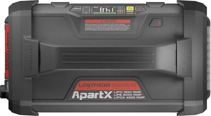 Startues baterie 12V Lokithor ApartX, kompresor ajri, power bank USB-C PD 60W, deri 3000A, i zi/gri, set me kabllo e aksesorë