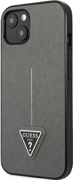 Mbështjellës Guess SaffianoTriangle Logo për iPhone 14 Plus 6.7", argjend