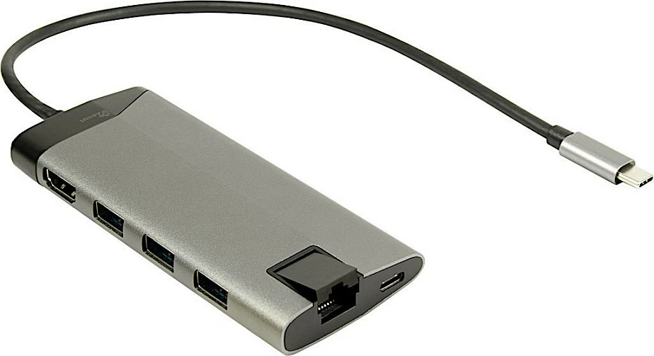 Docking station Inter-Tech Argus GDC-802, USB-C, HDMI, LAN, 3x USB-A, gri