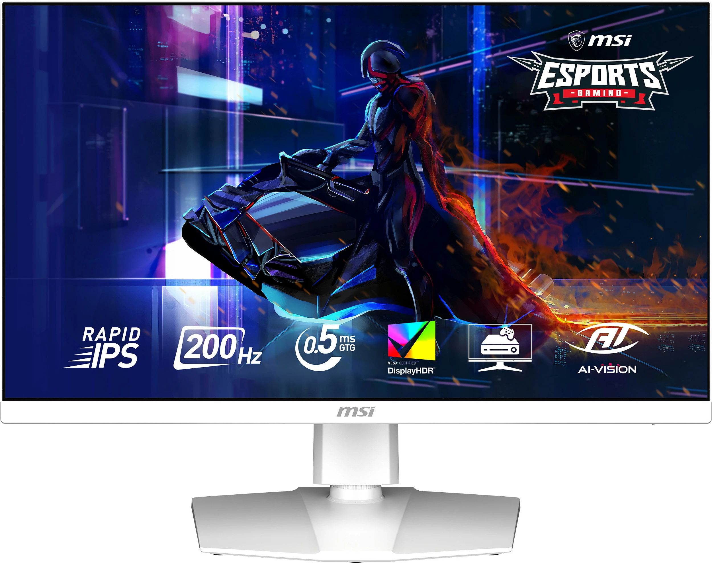 Monitor MSI 9S6-3CF99T-001 27", WQHD 2560x1440, Rapid IPS, 200Hz, 0.5ms, HDR, DisplayPort/HDMI, i bardhë