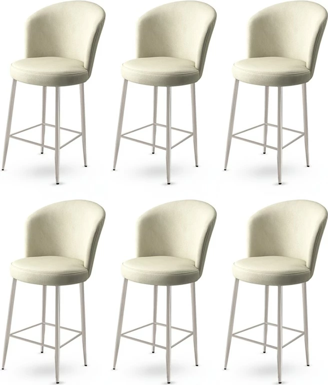 Set karrigesh për bar (6 copë), Hanah Home, Fora, krem, krom