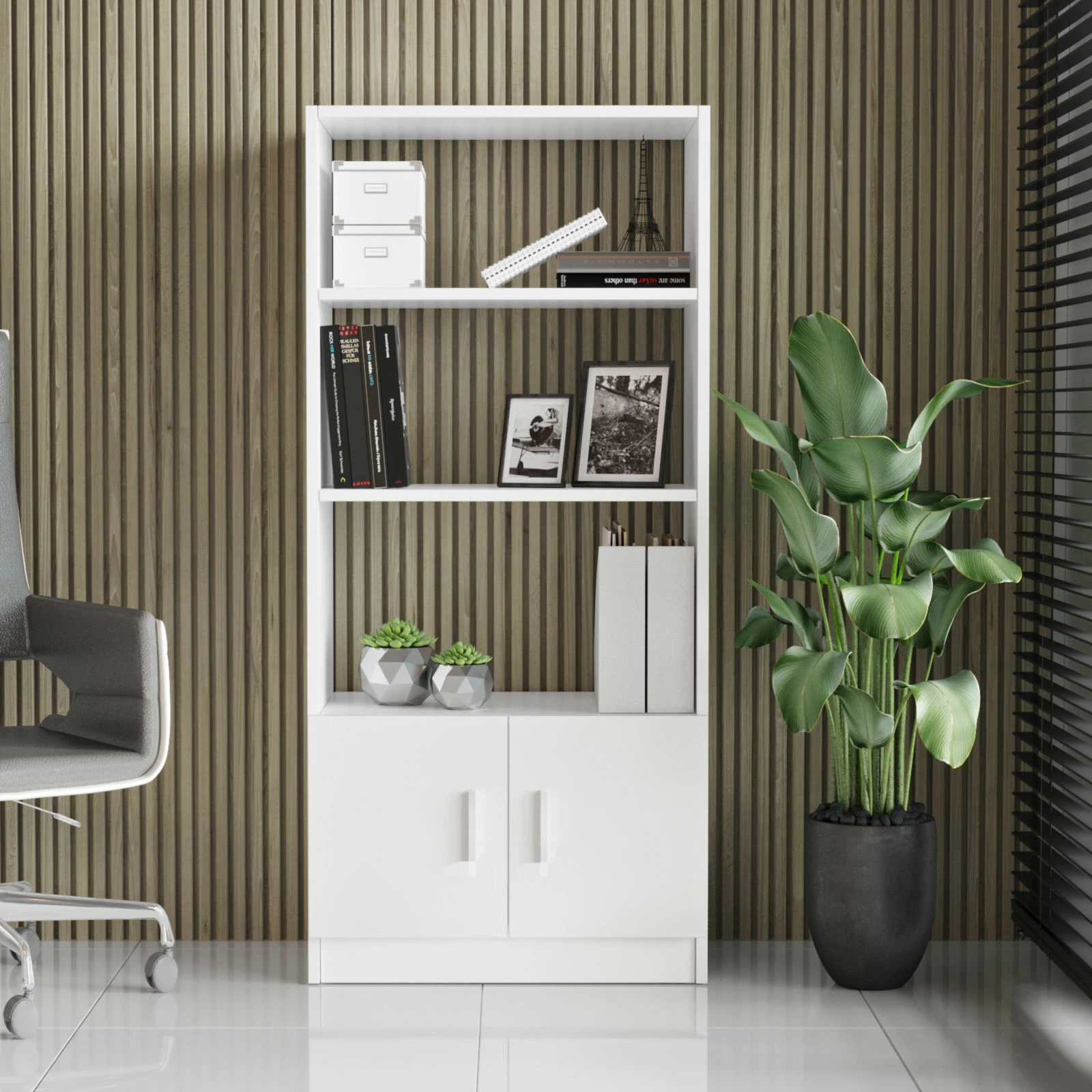 Raft librash Hanah Home, Vo4-W, i bardhë
