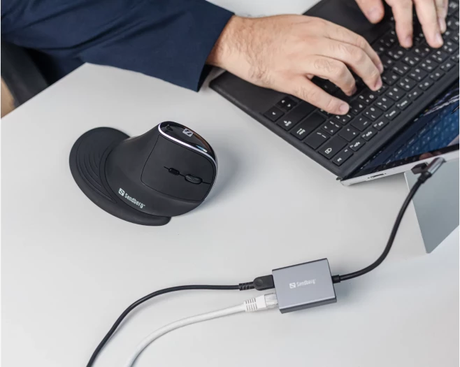 Adapter rrjeti USB-C në Gigabit Ethernet Sandberg 136-60, PD 100W, RJ45 10/100/1000 Mbps, argjendtë