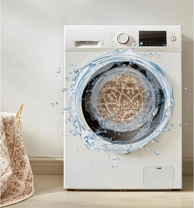 Tepih i rrumbullakët SONGMICS HOME TAR051K01, Ø120 cm, anti-rrëshqitës, i butë, i larshëm në makinë, stil boho, bezhë cappuccino, 1 copë