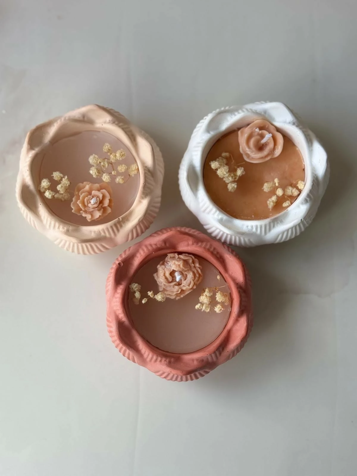 Set qirinjsh prej betoni, 3 copë, Evila Originals, Glamour Candle 29ST, e kuqe, bezhë, e bardhë